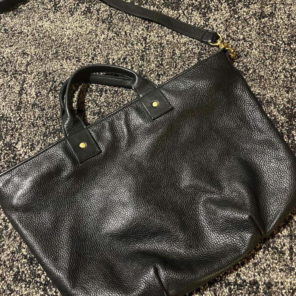 Clare V Black Leather Tote Bag/Shoulder Bag/Crossbody